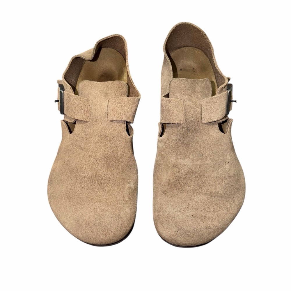 Birkenstock London Suede Taupe Clogs Buckle Slip-On Shoes
